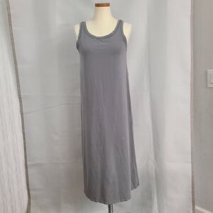 Eileen Fisher Sz S Gray Sleeveless Stretchy Neutral Minimalist Midi Tank Dress